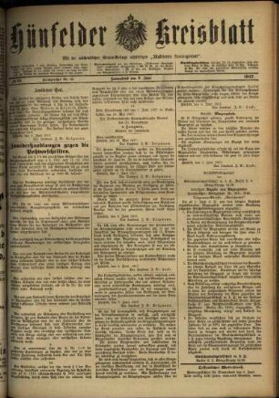 Ausgabe vom Samstag, den 09. Juni 1917.