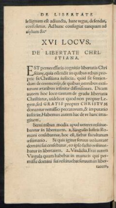 XVI Locus. De Libertate Christiana.