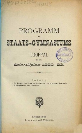 Programm des Staats-Gymnasiums in Troppau. 1882/83