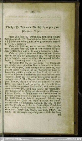 Einige Zusätze und Berichtigungen zum zweyten Theil