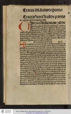 Tractatus tertius secunde partis de confessione. Et habet undecim capitula.