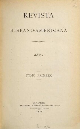 Revista hispano-americana. 1 = Año 1. 1880