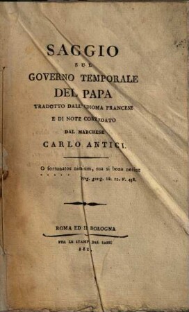 Saggio sul Governo temporale del Papa