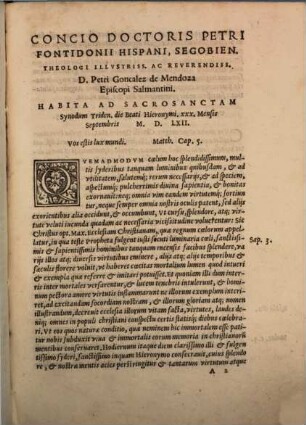 Altera concio doctoris Petri Fontidonii habita ad sacrosanctam synodum Tridentinum : XXX. Mensis Septembris MDLXII.