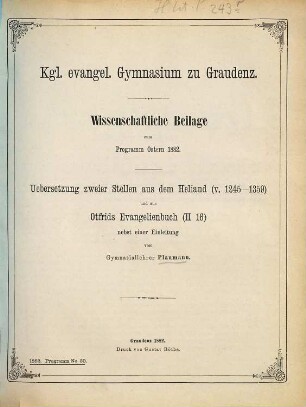 Jahresbericht : über das Schuljahr Ostern ... bis Ostern .... 1881/82 = 16