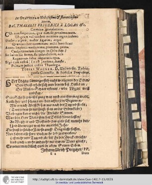 IN ORATIONEM Nobilissimi & florentissimi luvenis, BALTHASARIS FRIDERICI â LOGAU [et]c.