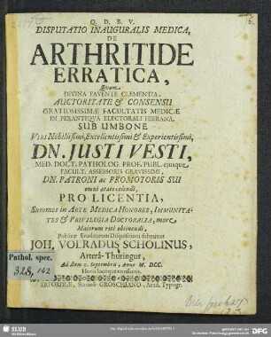 Disputatio Inauguralis Medica, De Arthritide Erratica