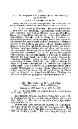 Theologische und philosophische Akademie zu Münster : [II. Akademien und Universitäten]