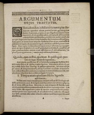 [Primus super Præcepta observanda interpreti Sacrarum Sciptuarum.]