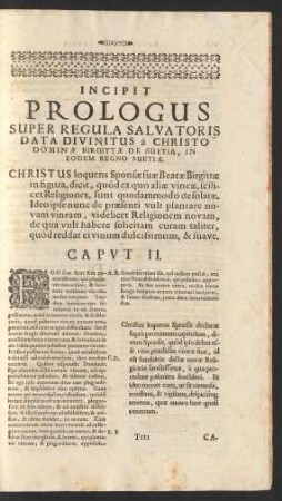 Incipit Prologus Super Regula Salvatoris Data Divinitus à Christo ...