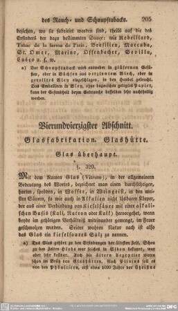 Vierundvierzigster Abschnitt. Glasfabrikation. Glashütte