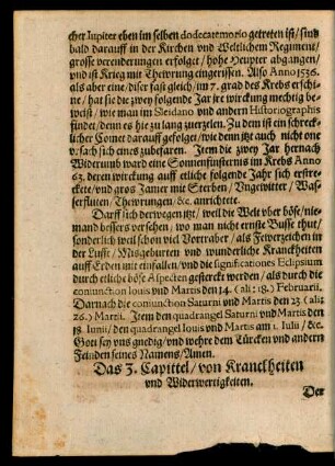 Das 3. Capittel/ von Kranckheiten und Widerwertigkeiten.