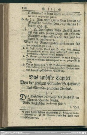 Das zwölfte Capitel, Von der jetzigen Staats-Verfassung des Römisch-Teutschen Reiches