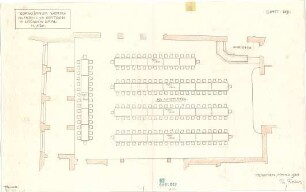 Fischer, Theodor; Worms; Cornelianum - Großer Saal (Grundriss m. Aufstellung der Tische)