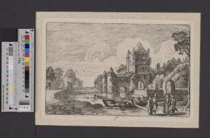[Ruine einer Burg mit einer Ausflugsgesellschaft]
