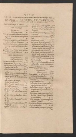 Index Librorum Et Capitum, Quibus Constant Haec Origeniana.