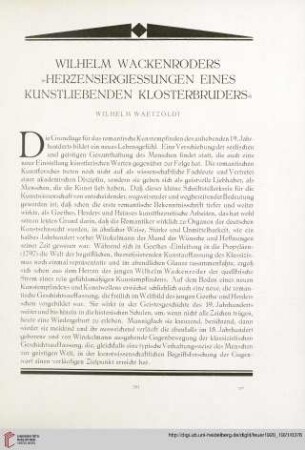 2: Wilhelm Wackenroders "Herzensergiessungen eines kunstliebenden Klosterbruders"