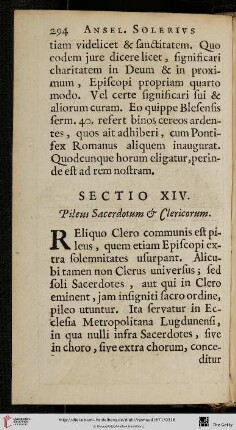 Sectio XIV.: Pileus Sacerdotum & Clericorum