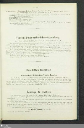 IX. Vereins-Postwerthzeichen-Sammlung