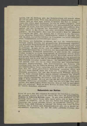 Bekenntnis zur Nation