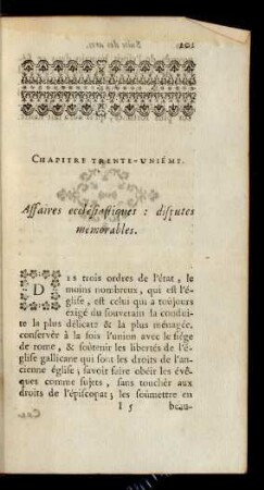 Chapitre Trente-Uniéme. Affaires ecclesiastiques: disputes memorables