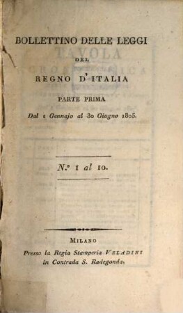 Bollettino delle leggi del Regno d'Italia. 4, [4]. 1805
