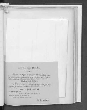 Eintrittsgeld des Vereins für Handlungs-Commis von 1858.