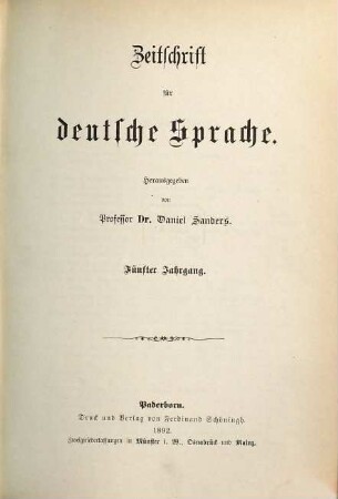 Zeitschrift für deutsche Sprache. 5. 1892