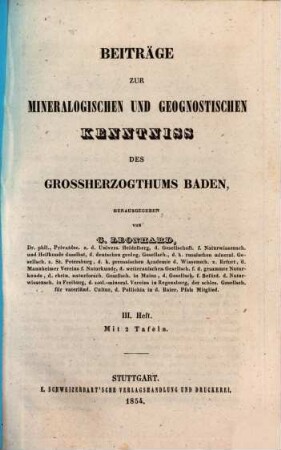 Beiträge zur mineralogischen und geognostischen Kenntniss des Grossherzogthums Baden, 3