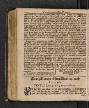 Evangelium am elfften Sonntage nach Trinitatis.
