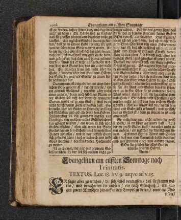 Evangelium am elfften Sonntage nach Trinitatis.