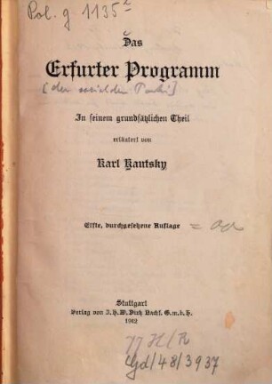 Das Erfurter Programm : in seinem grundsätzlichen Theil erläutert