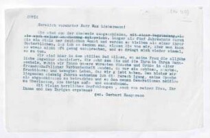 Brief von Gerhart Hauptmann an Max Liebermann