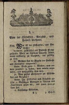 §. 1. Von der Höflichkeit, Artigkeit, und Politesse überhaupt.