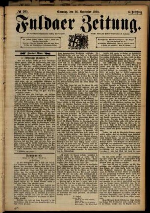 Zweite Ausgabe vom Sonntag, den 16. November 1890.