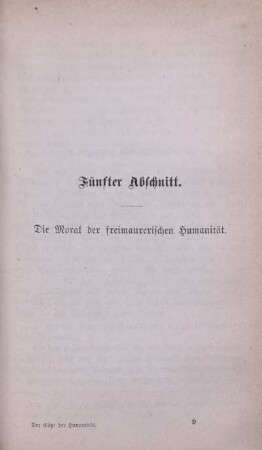 Fünfter Abschnitt. Die Moral der freimaurerischen Humanität.