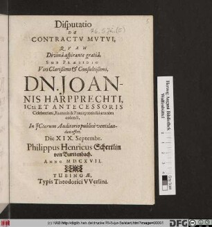 Disputatio De Contractu Mutui