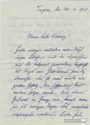 Julius Lauth an seine Ehefrau am 24.04.1915 (3.2012.1801)