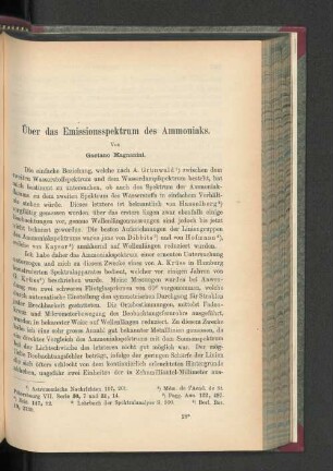Über das Emissionsspektrum des Ammoniaks.