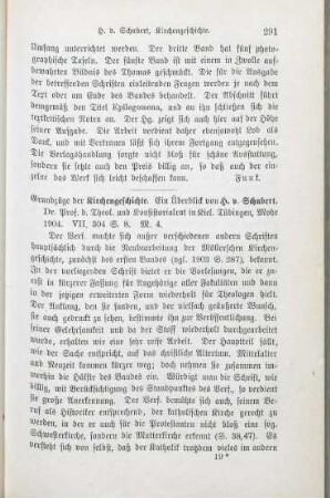 291-292 [Rezension] Schubert, Hans von, Grundzüge der Kirchengeschichte