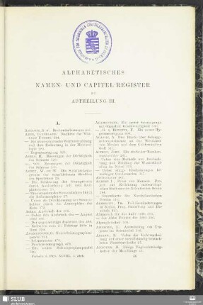 Alphabetisches Namen- und Capitel-Register zu Abtheilung III