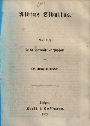 Albius Tibullus : [Elegien]