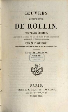 Oeuvres complètes de Rollin, 15. Histoire ancienne ; 11