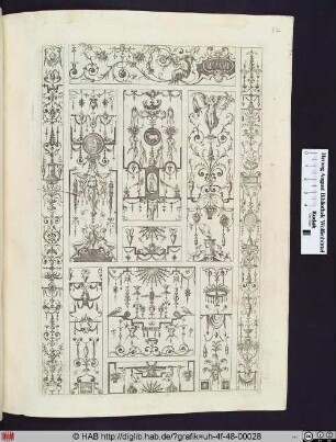 Grotesken, ornamentale Verzierungen und figürliche Darstellungen.