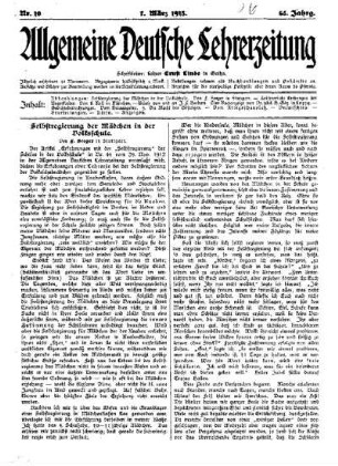 Selbstregierung der Mädchen in der Volksschule