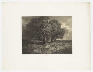 Waldlandchaft mit einem Wanderer, Blatt 1 der Folge "Zeichenunterricht im Hinblick auf die Landschaft"