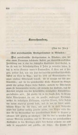 410-413 Korrespondenz : das protestantische Predigerseminar in München