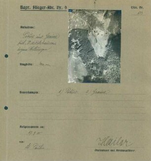 Foto eigener Stellungen bei den Einöden Poture und Graine südlich von Diedolshausen (Le Bonhomme) (Luftbild)