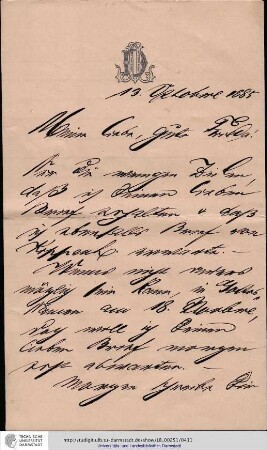 Brief vom 13.10.1885