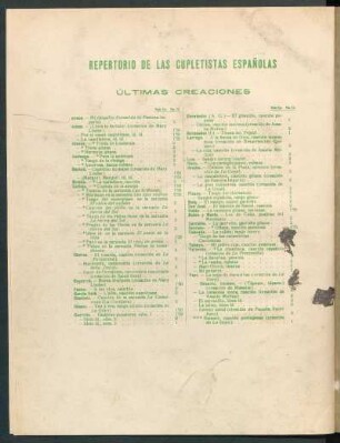 Repertorio de las cupletistas españolas - Últimas creaciones